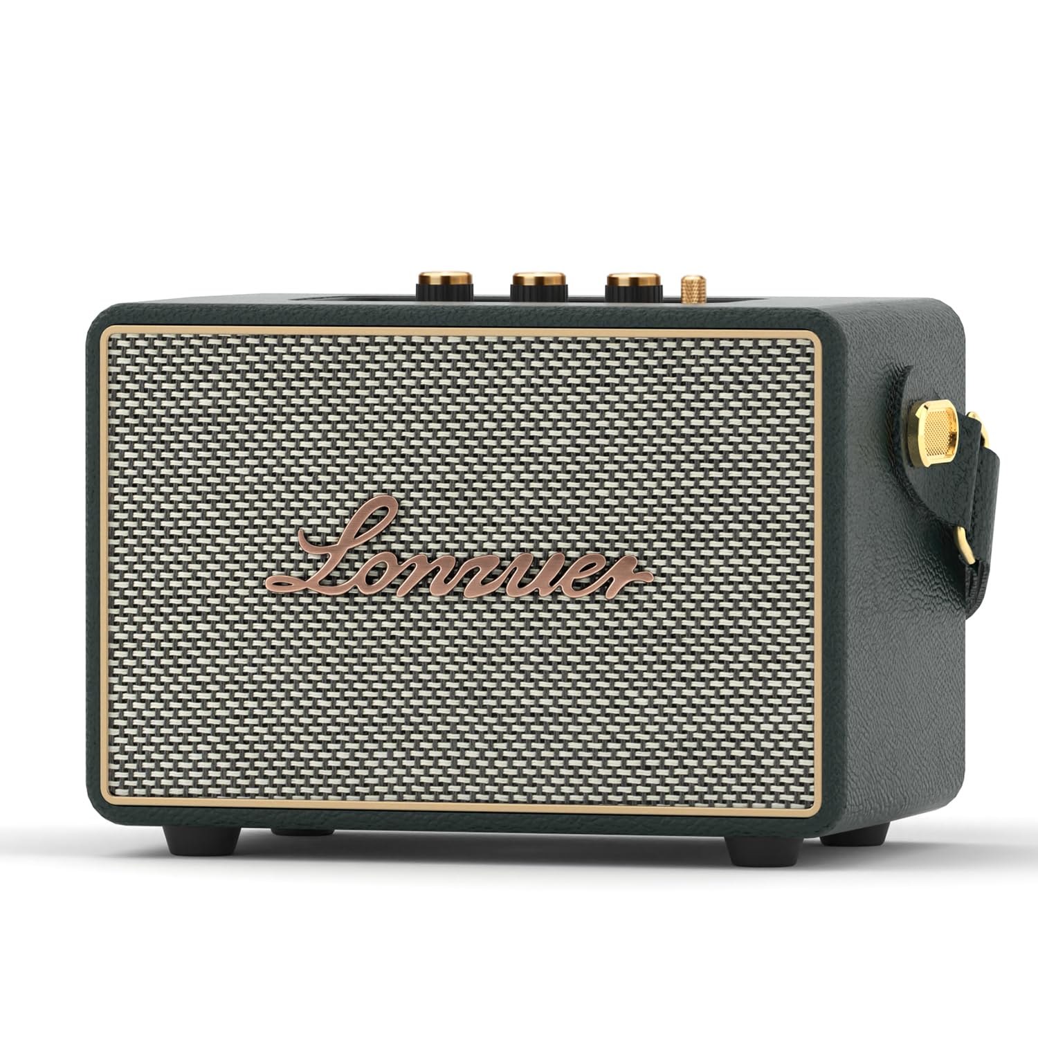 Altoparlante Bluetooth vintage da 80 W, in legno, Bluetooth 5.3, portatile, con cinturino in pelle, batteria da 10 ore, TWS, AUX/USB/SD per PC, senza fili, per interni/esterni (verde)