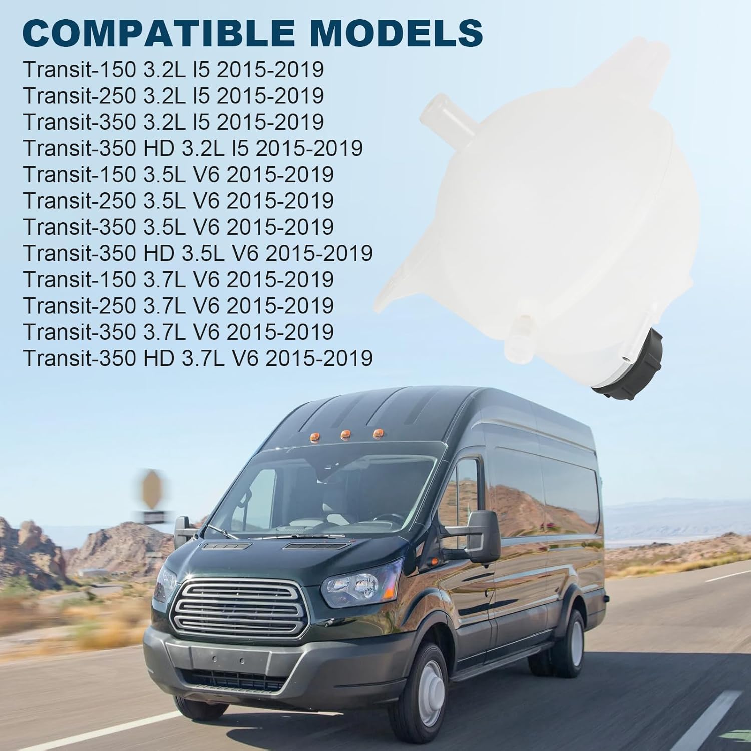 603-844 Coolant Reservoir Tank Replacement For Transit-150 Transit-250 Transit-350 2015-2019, Replace BE8Z8100A BK2Z8A080B DG9Z8100A