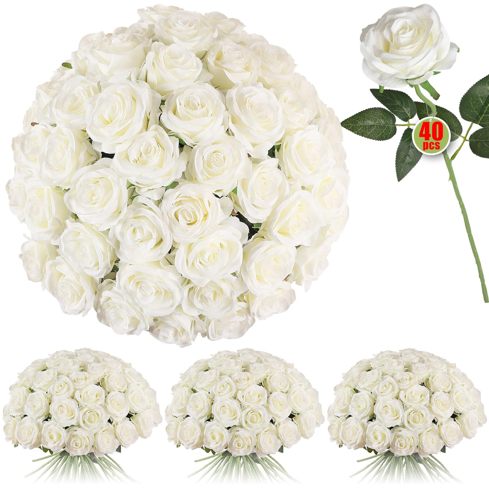 Luyue 40PCS Silk Roses