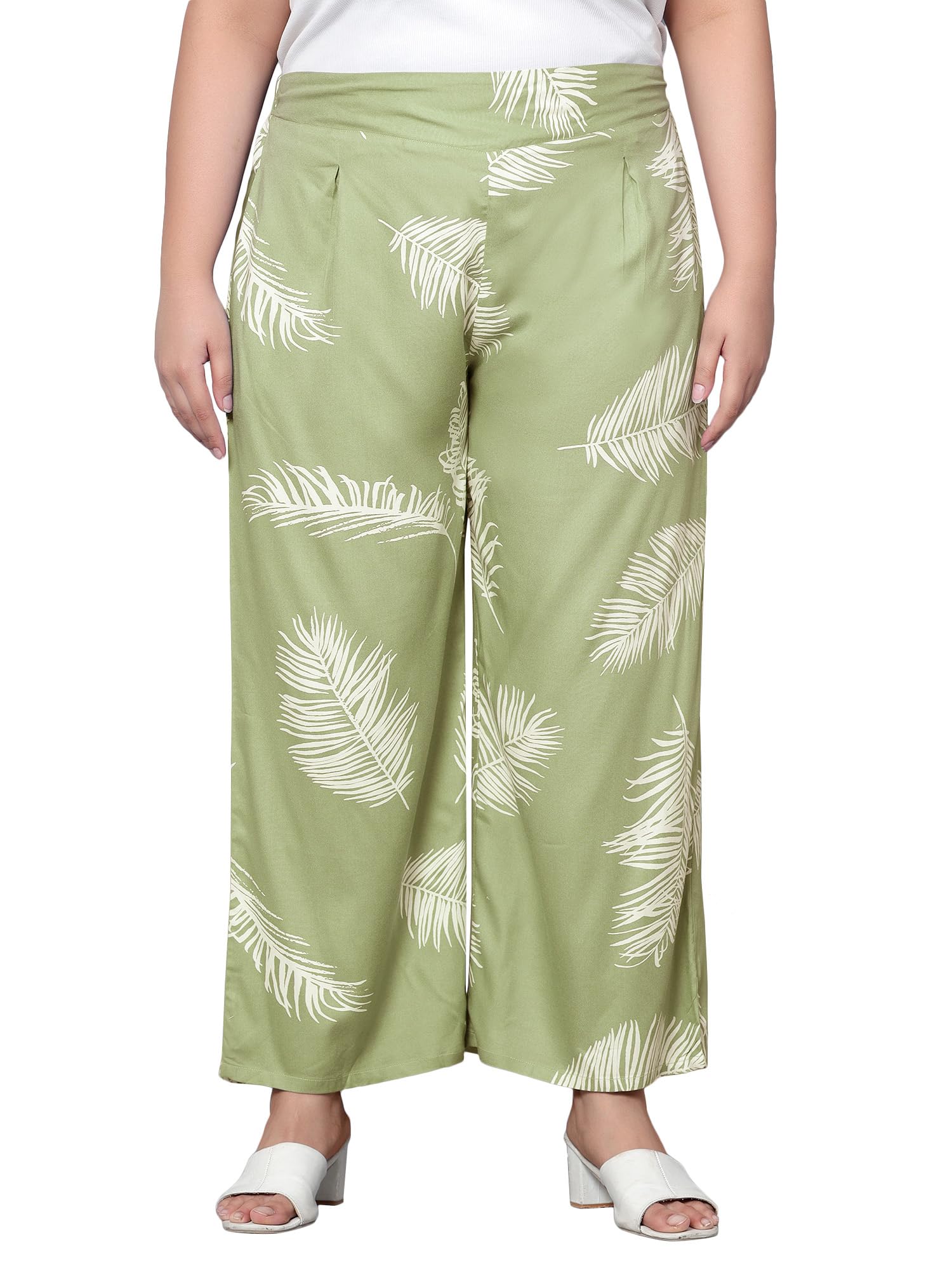 indietoga plus size Indietoga Women's Leaf Print Rayon Lounge Pants-picture-35
