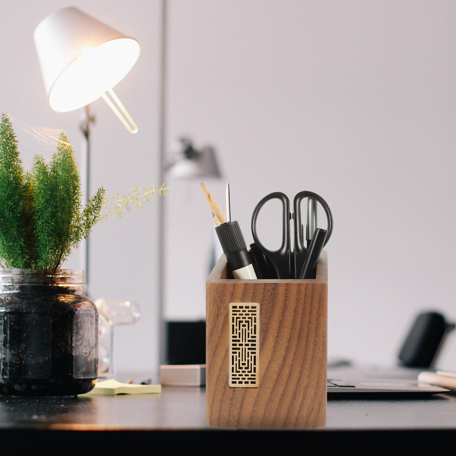 Stiftehalter aus Walnussholz, Schlichter Schreibtisch Organizer