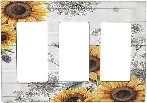 Miniatura 33 de Cubiertas de interruptor de luz de palanca simple de los años 70, estilo bohemio vintage con sol, arcoíris, retro, hongo, floral, de 1 gang, placas