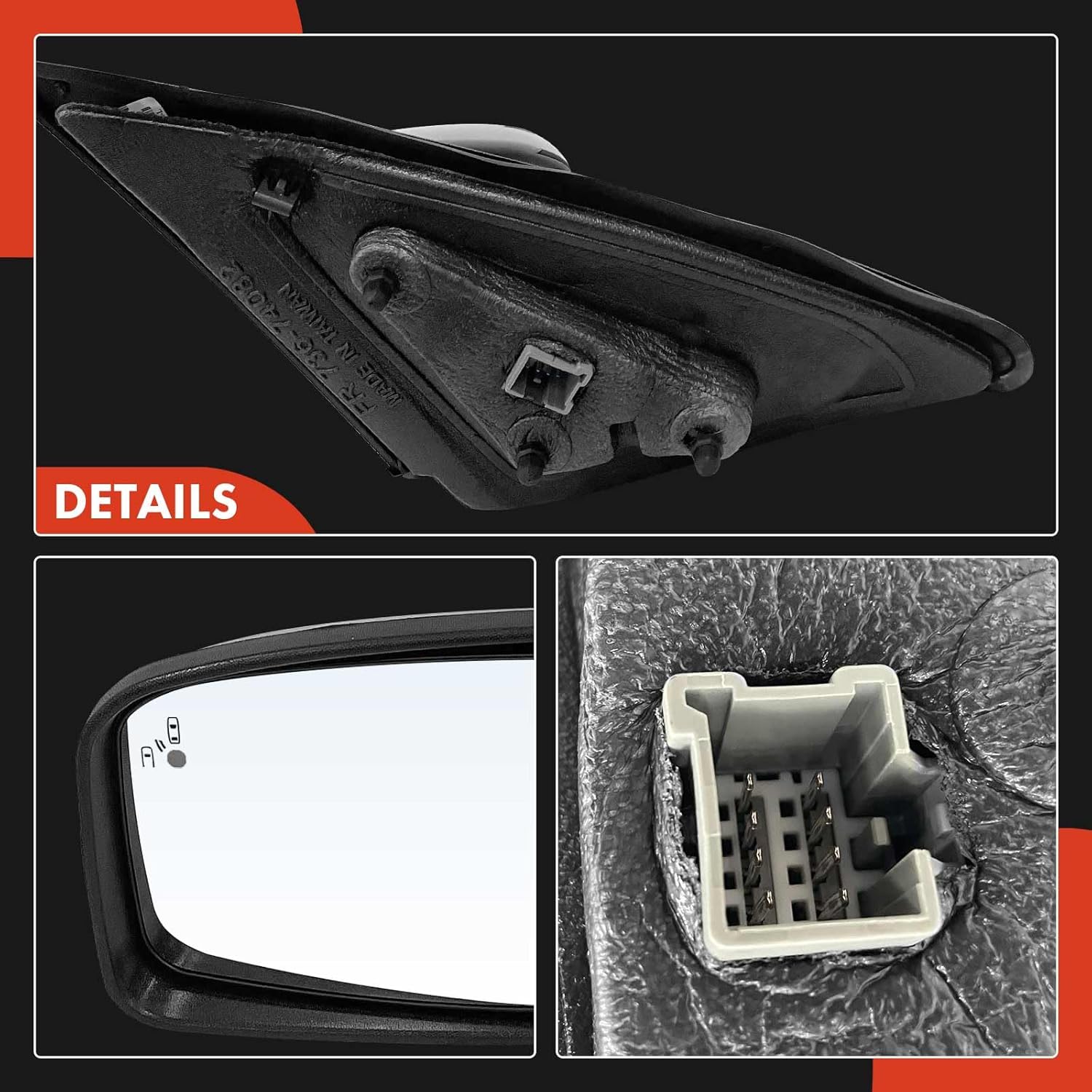 A-Premium Driver Side Power Door Mirror - Compatible with Ford Fusion 2010-2012 & Mercury Milan 2010-2011 - Heated, Non-Folding, Black Outside Rear View Mirror w/Blind Spot Detection and Puddle Light