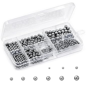 720Pcs 9 Sizes Metric 304 Stainless Steel Balls Assortment Kit, 2mm 2.5mm 3mm 3.5mm 4mm 4.5mm 5mm 5.5mm 6mm Bicycle Bearing Balls