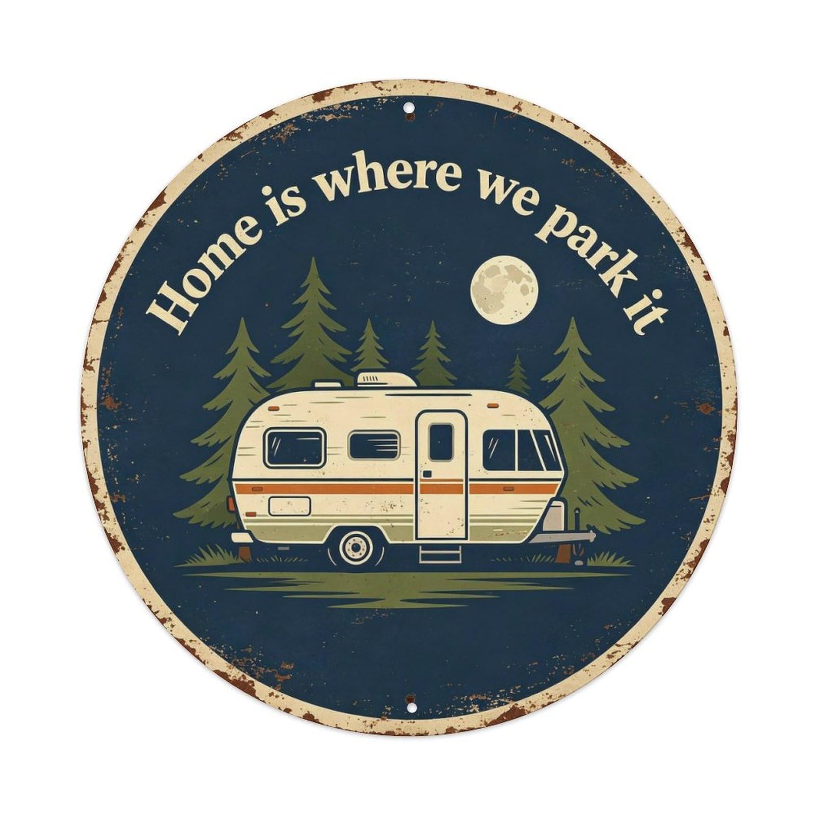 Vintage_camper_park Metal Tin Sign Plaque