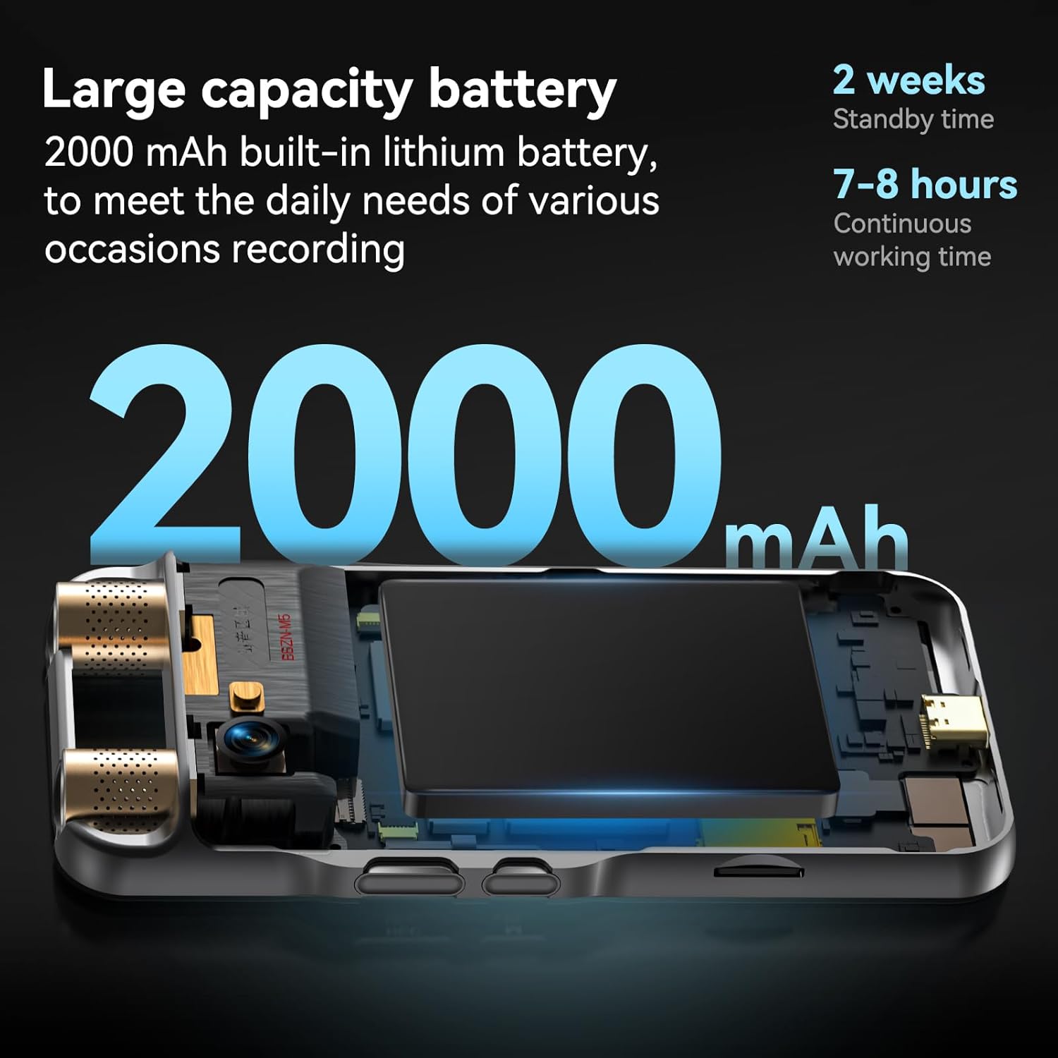 AI Voice Recorder held in hand, showing its touchscreen and sleek design