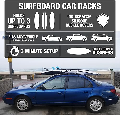 Miniatura 2 de Ho Stevie! Soportes para tablas de surf para automóvil, sistema acolchado, fácil de instalar cualquier automóvil, hebillas "antiarañazos" - Correa