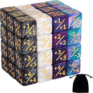 Sponsored Ad - 48 Pieces MTG Dice Counters Buff Token Dice Loyalty Dice Starry Marble D6 Dice Cube Compatible with Magic T...