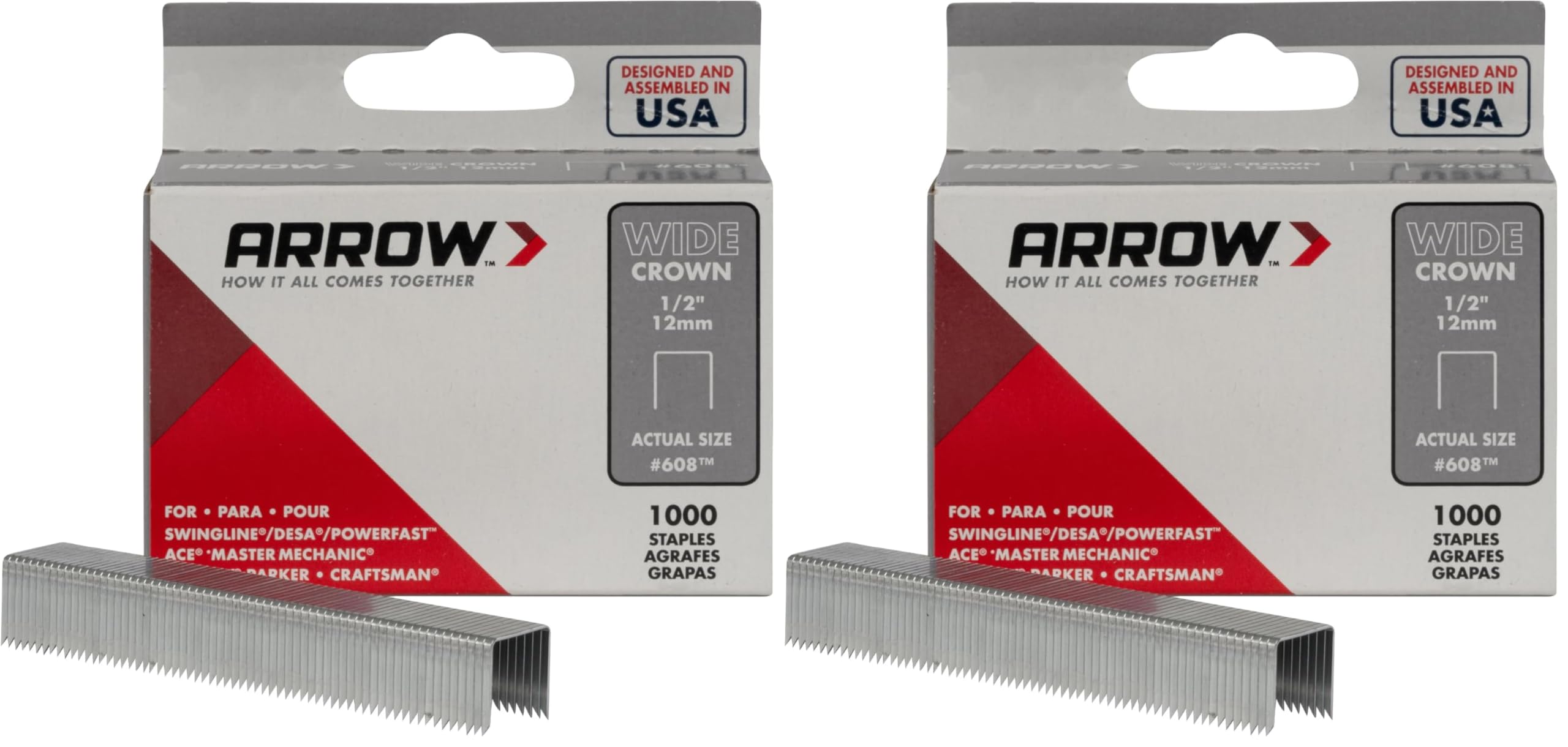 Wide Crown Staples - 1000 Pack for Staple Guns -8 Wide Crown Staples - 1000 Pack for Staple Guns -8