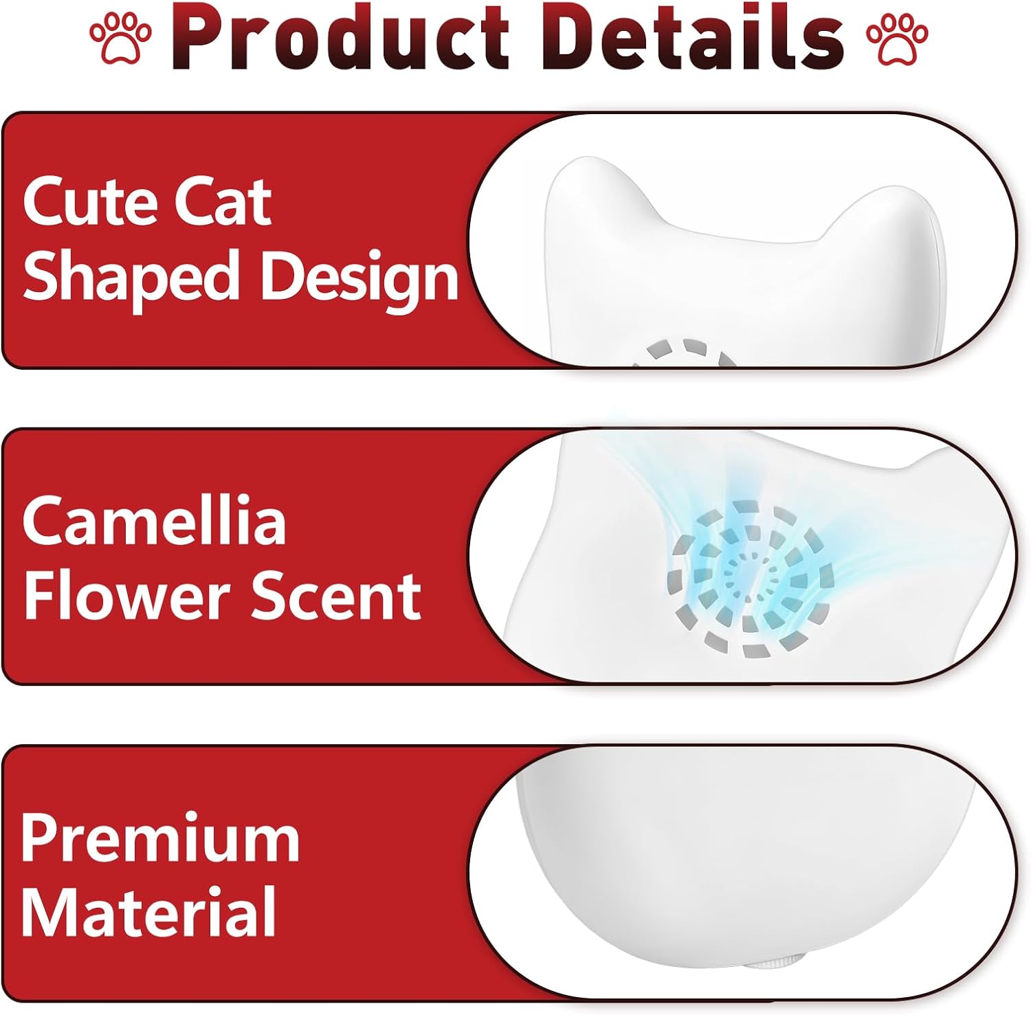 8 Pcs Deodorizer Compatible with Cumrige Fumoi Automatic Cat Litter Box, Cute Cat Shaped Design, Long-Lasting Camellia Flower Scent