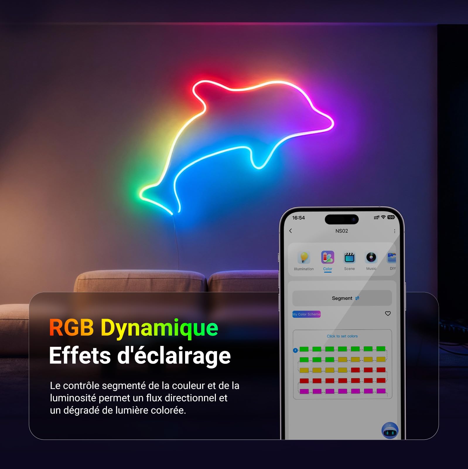 NEEWER 5m Ruban LED, Smart AI RGB Flexible Découpable,NS02