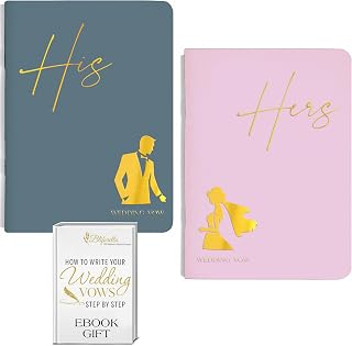 Vow Books His and Hers Elevate Your Wedding with Personalized Vow Books Plus a Ebook Gift 'How to Write Wedding Vows Step by Step' Ebook Ensuring Your Vows are Sincere (Gray/Pink)
