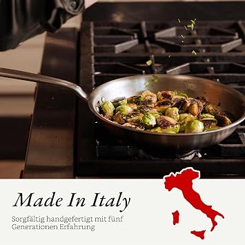 Made in Cookware – 10-teiliges Topf- und Pfannenset aus 5-lagig beschichtetem Edelstahl – Enthält antihaftbeschichtete Bratpfanne Kochtöpfe und Edelstahlsuppentopf mit Deckel – Hergestellt in Italien