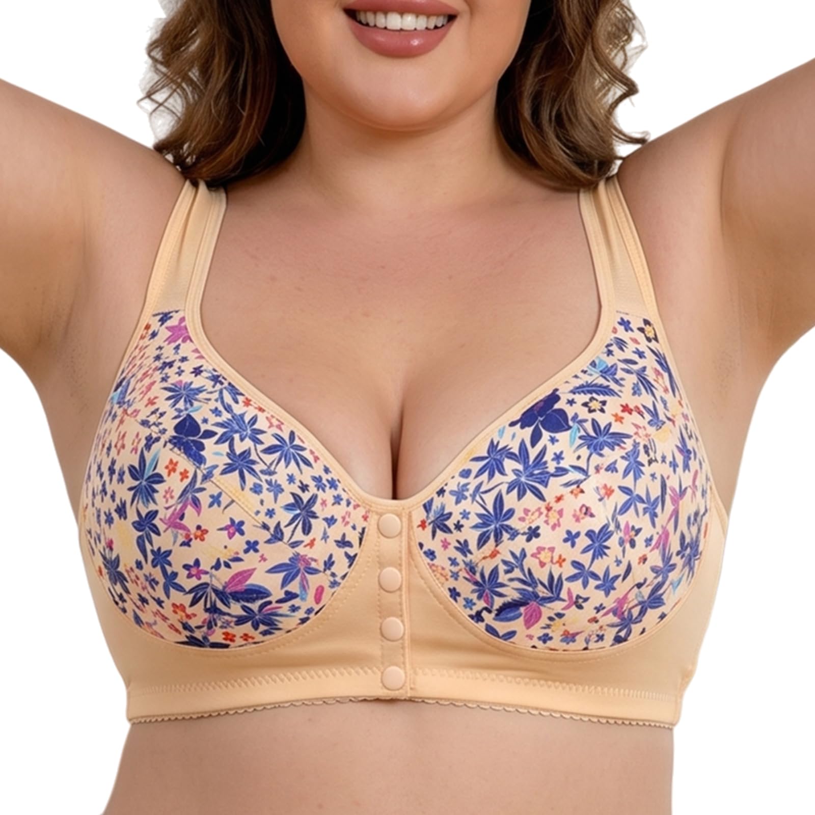 Confezione da 3 Reggiseni Donna Senza Ferretto con Chiusura Frontale A Bottoni, Reggiseno Comodo Che Sostiene Morbido per Seno Abbondante Taglie Forti Curvy Lingerie Intima