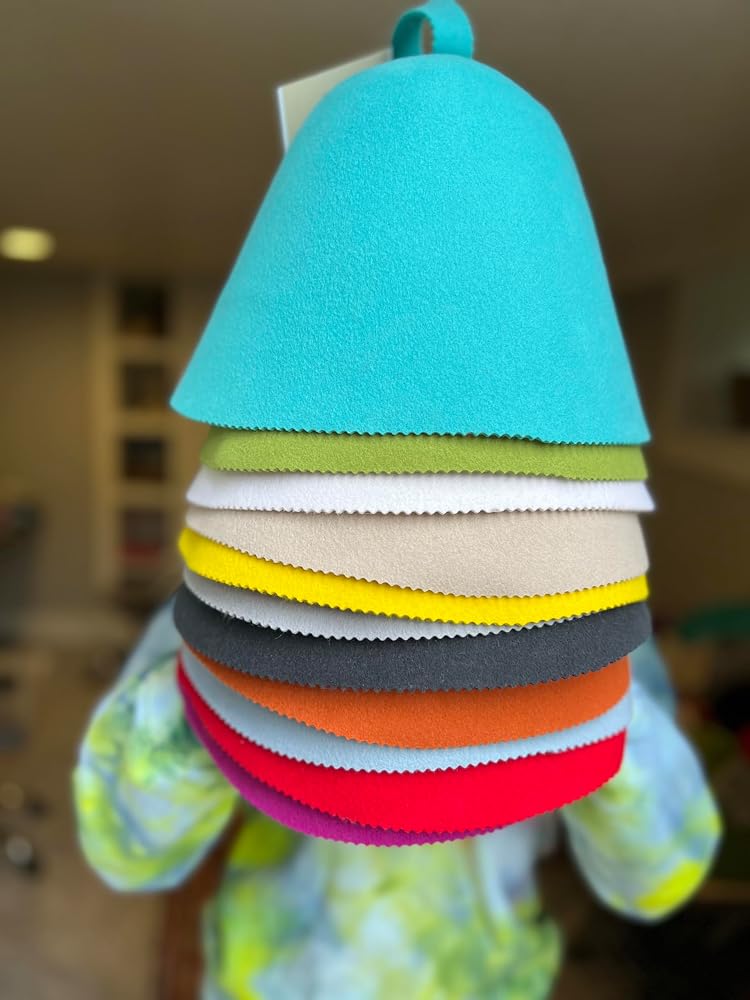 Colorful Sauna Hat – Handmade 100% Felted Sheep’s Wool, Seamless Design, One Size Fits All, 12 Vibrant Colors