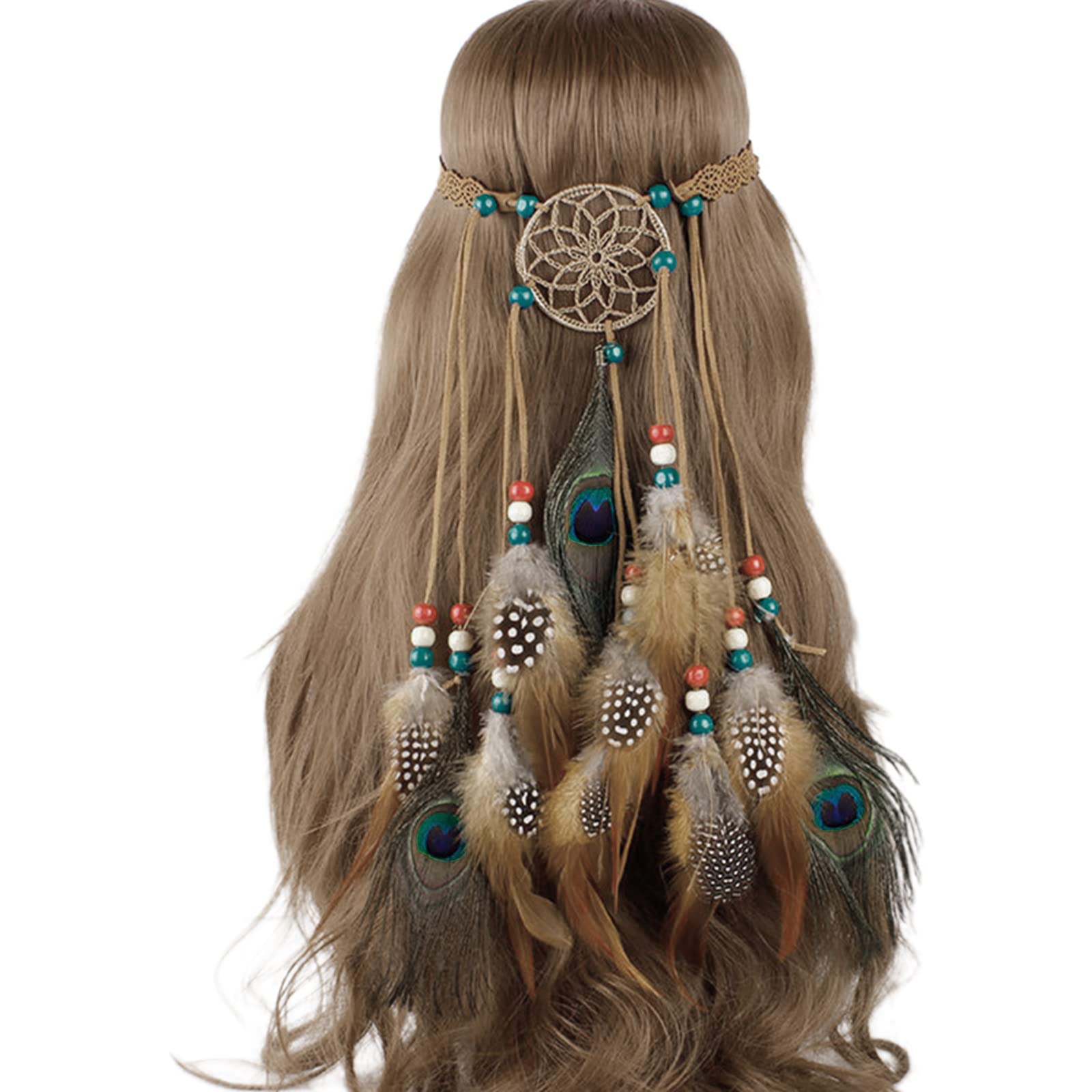 Fentency Hippie Women Headband Indian Colored Beaded Artificial Pea
