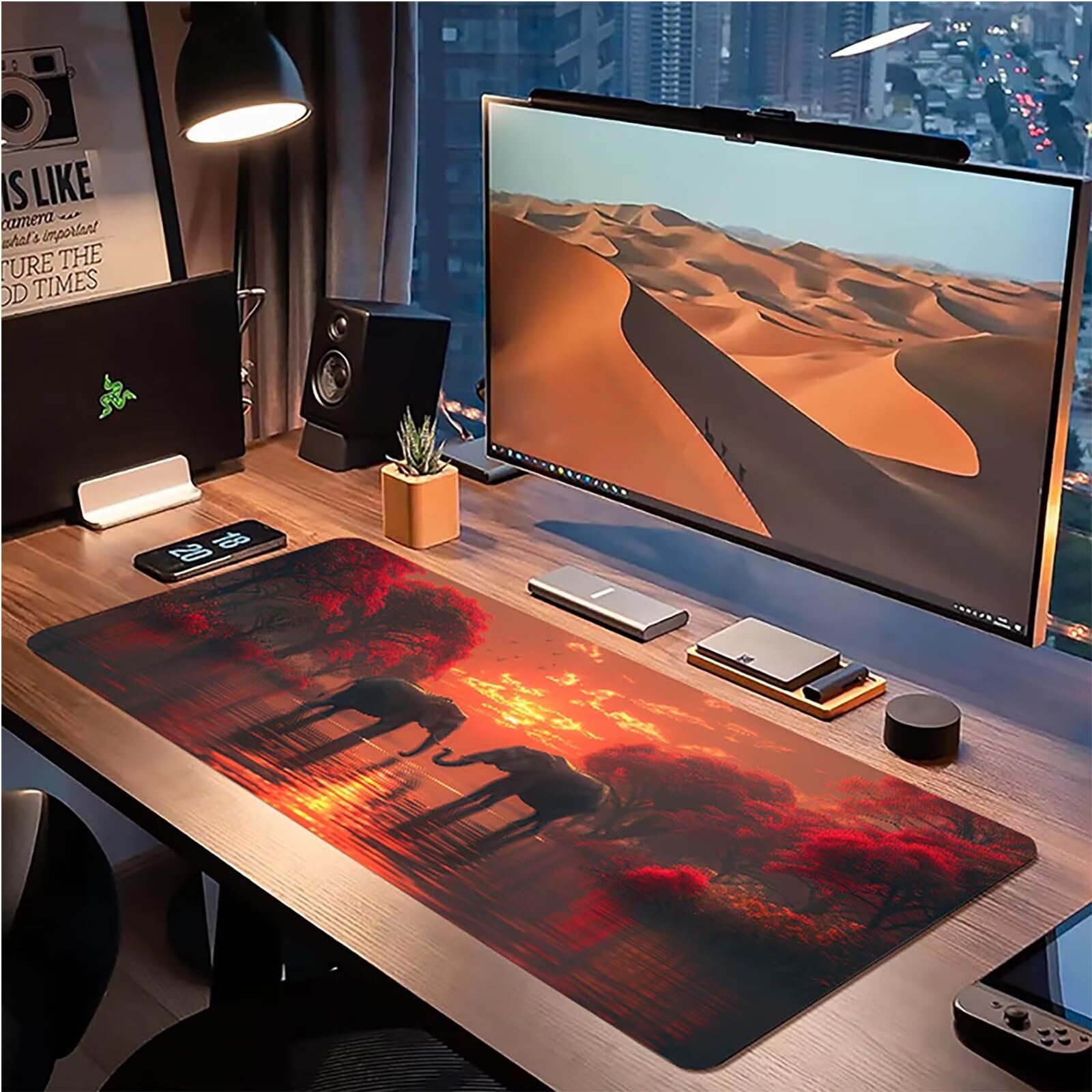 Tappetino Mouse Elefante, Tappetino Mouse XXL 1500 x 800 mm, Gaming Mouse Pad con Base in Gomma Antiscivolo, Mousepad Migliorare la Velocità e la Precisione, Ufficio Accessori Gaming, Rosso 7-8922