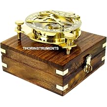 Beautiful Nautical Sundial Compass with Level Meter Encased in Genuine Rosewood Anchor Inlaid Case Maritime Decor Rustic Vintage Home Decor Gifts