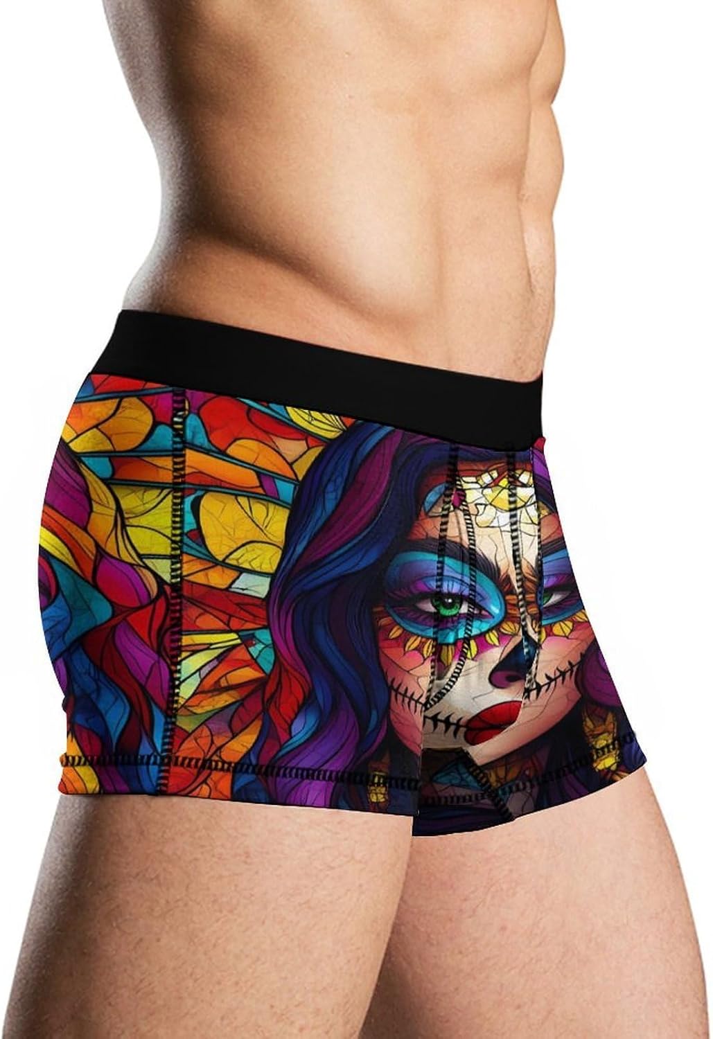 Day of The Dead Floral Skull Goth Mens Underwear Moisture-Wicking Boxer Briefs Breathable Shorts Underpants Trunks