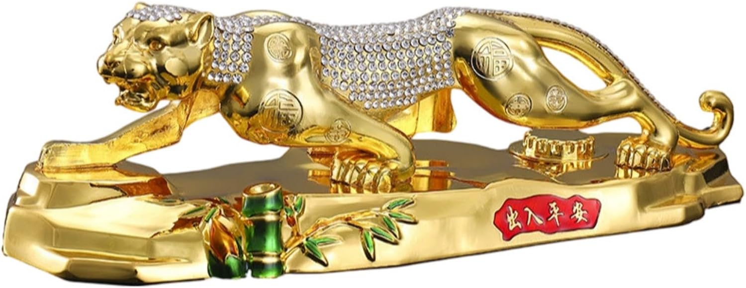 福字金钱豹 汽车摆件 Automobile Interior Accessories,Car Interior Accessories Decorations, 大号21cm合金镶钻金
