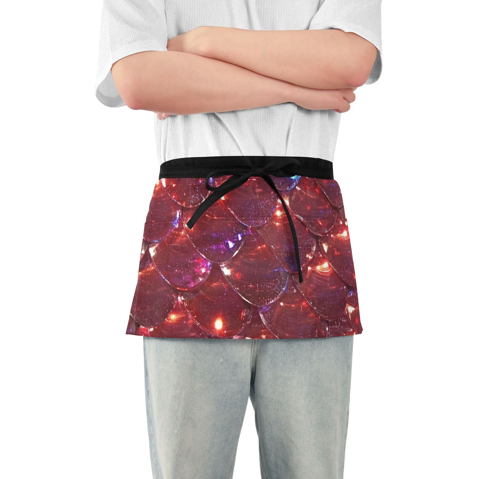 FASHON&FASCIN Server Apron with Pockets Waist Aprons Half Waitress Apron Scale Design for Gardening Restaurant,Multi24