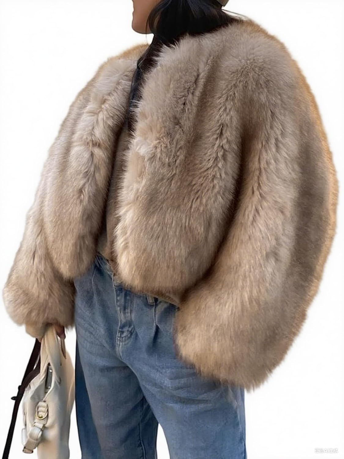 Womens Faux Fur Coat Winter Shaggy Long Sleeve Open Front Casual Oversized Lapel Jackets Warm Fuzzy Outerwear