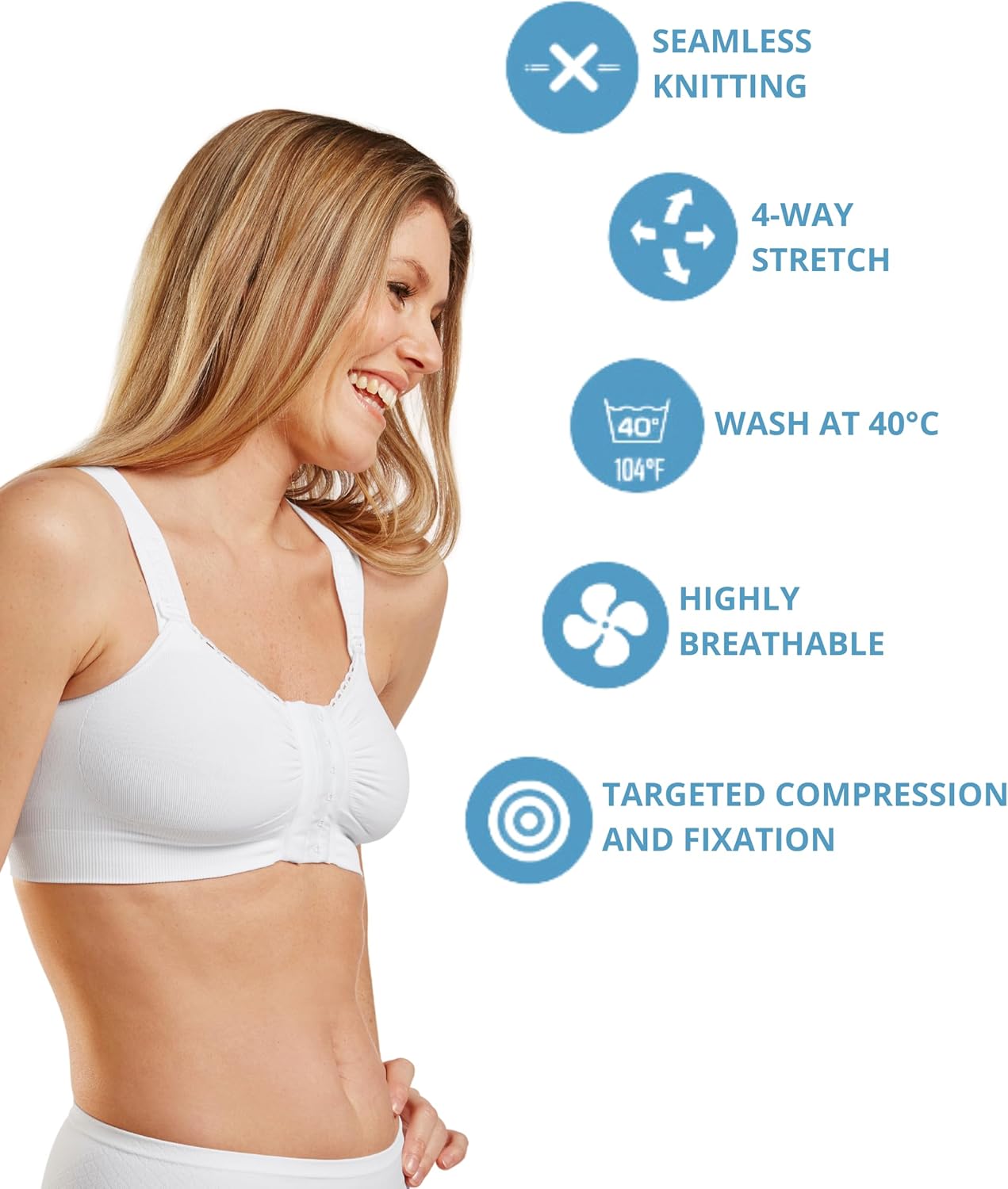 Alice Post Surgery Compression Bra w/Adjustable Straps | Post Surgical Bra Front Closure - Image 3