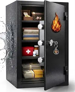 23.69'' Tall Fireproof Safe for Home with Mechanical Lock, 1800°F Fire Protection for 60 Minutes, Water Resistant, with Removable Shelves