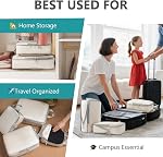 4 Pack Compression Packing Cubes, Expandable Travel Organizer Bags, Lightweight Luggage Storage for Carry On Suitcase, Travel Essentials Clothes Organizer (Off-white)