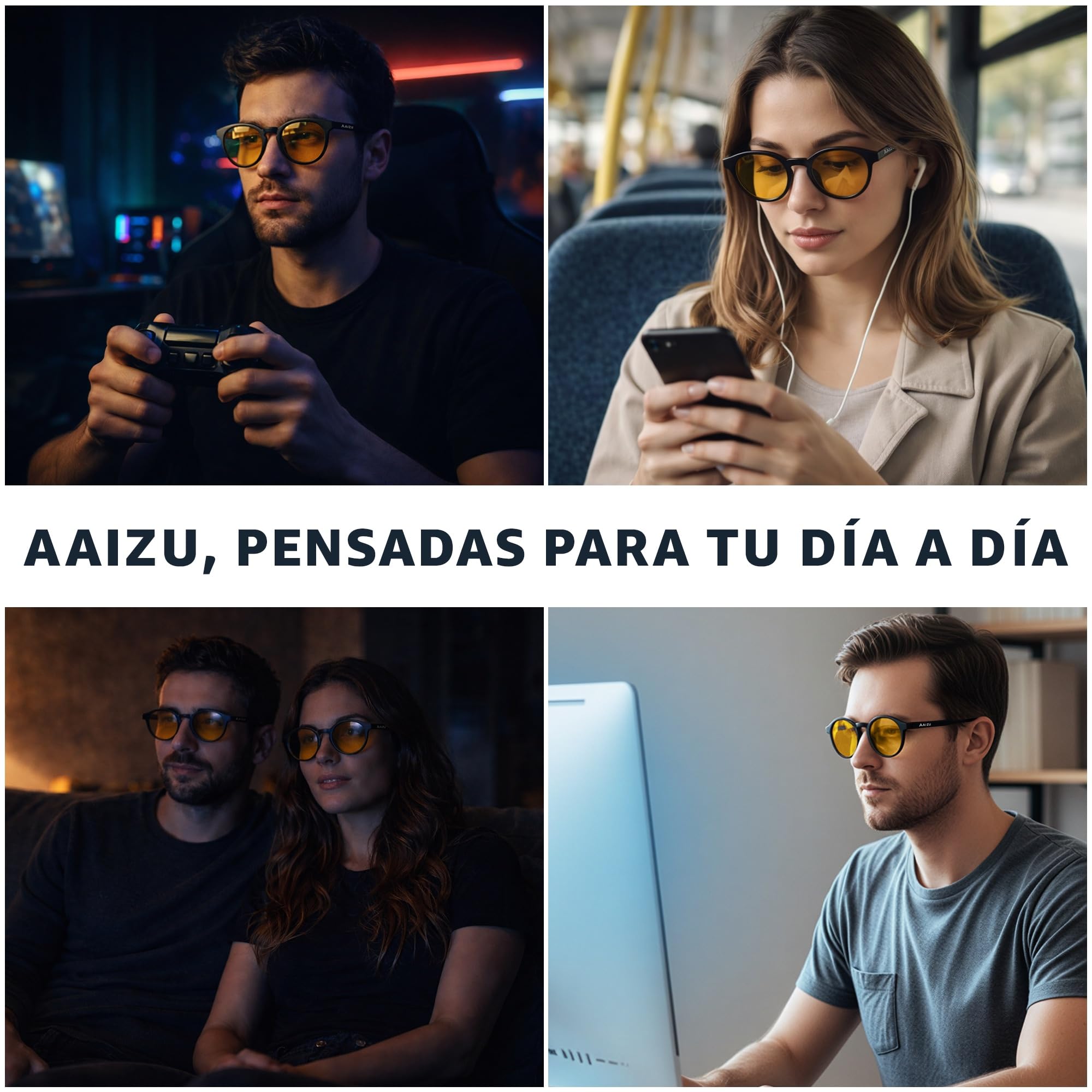 AAIZU-Gafas Luz Azul para Hombre y Mujer- Gafas Filtr Luz Azul para Ordenador, Gamming y Pantallas- Bloqueo Anti Luz Azul- Reduce la Fatiga Visual y Mejora el Descanso — view 7