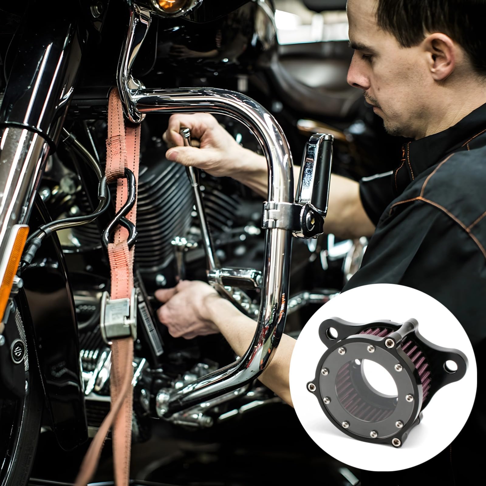 Zestaw oczyszczacza powietrza do motocykla Xl883 1200 X48, niestandardowy zespół filtra powietrza ze stopu aluminium, przejrzysty system dolotowy ze sprzętem