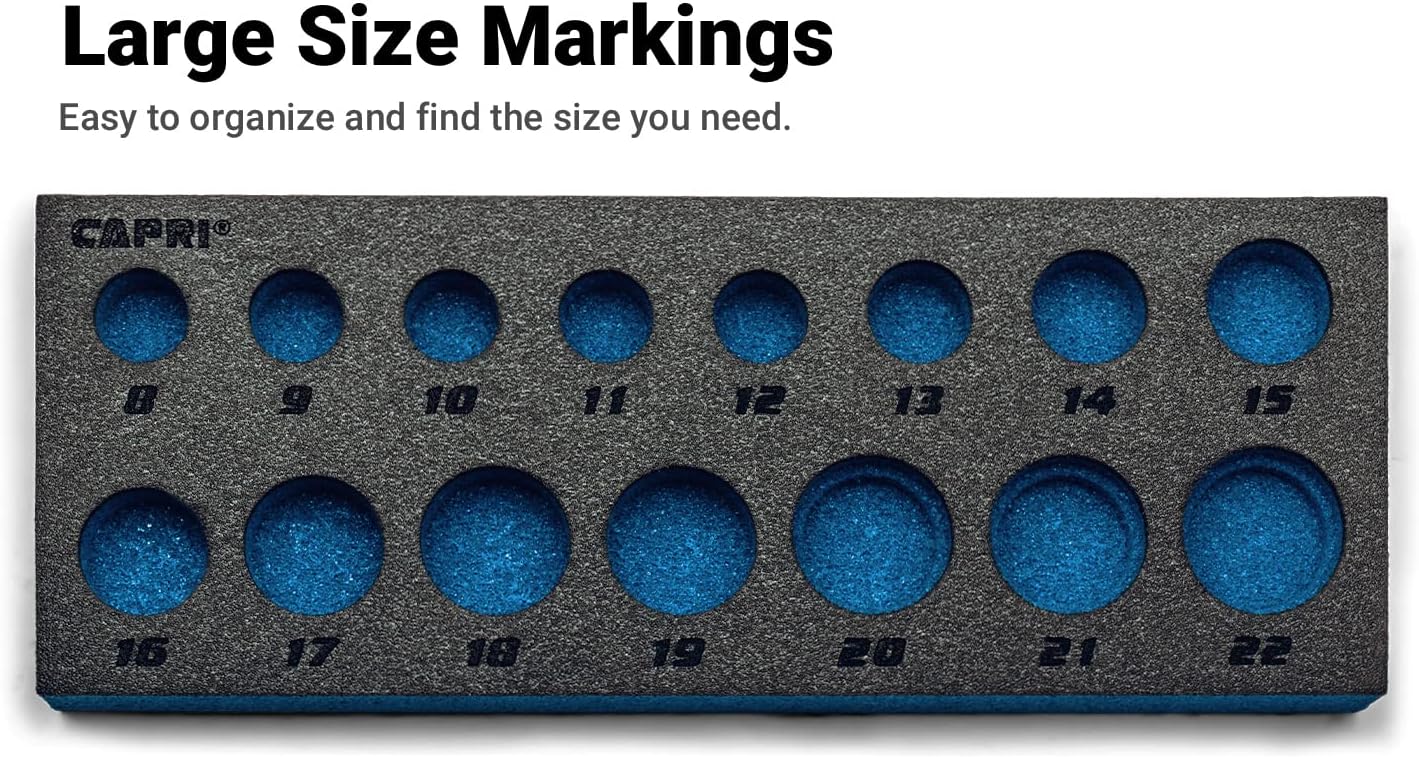 Capri Tools Mechanic's Tray for 3/8 in. Drive Sockets, Metric Blue