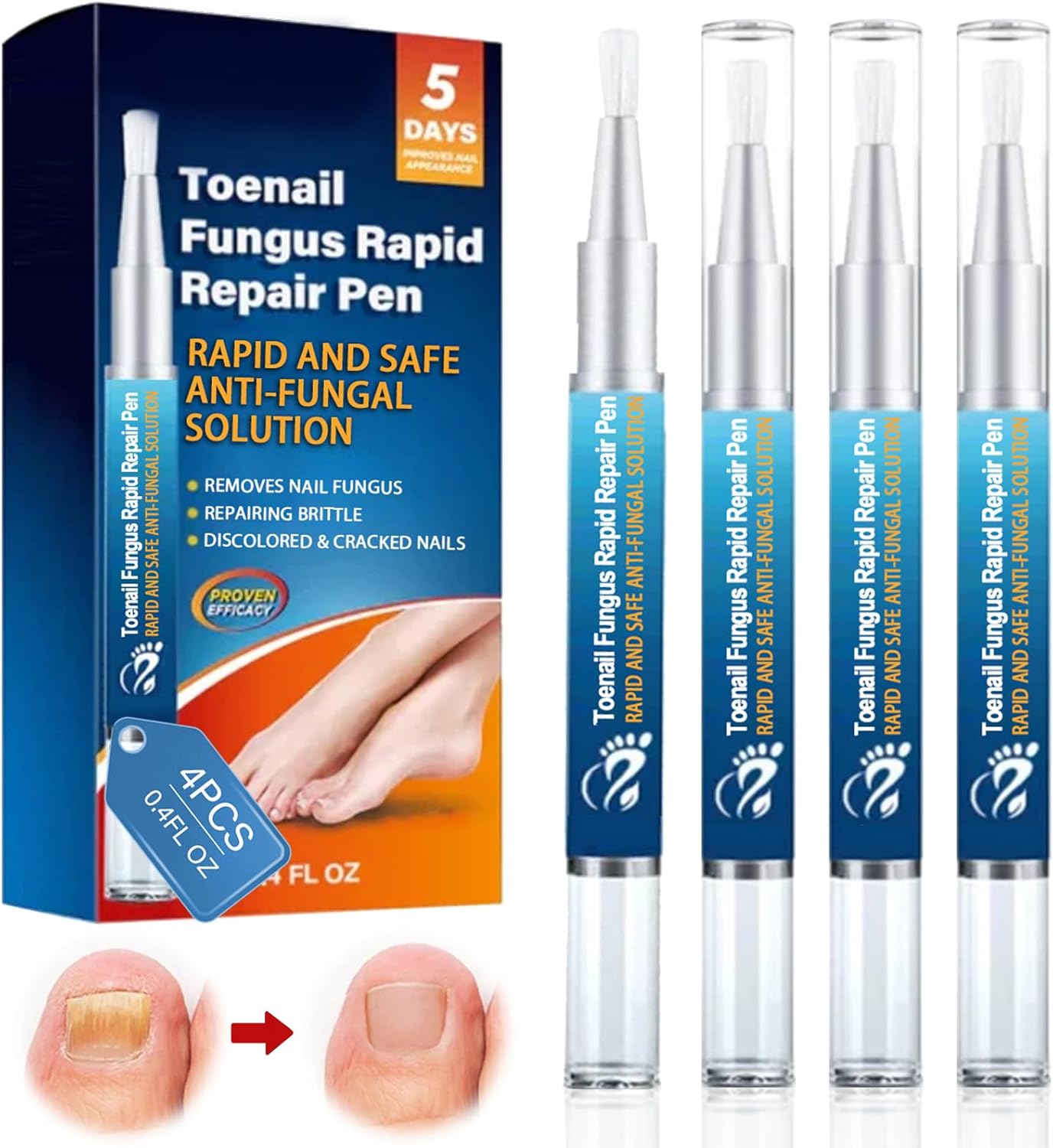 4 x Stylo Soin des Ongles, Réparateur d&rsquo;Ongles, Soin des Ongles des Mains et des Pieds, Nourrissant et Apaisant pour les Ongles, Restaure l&rsquo;Aspect Naturel de l&rsquo;Ongle