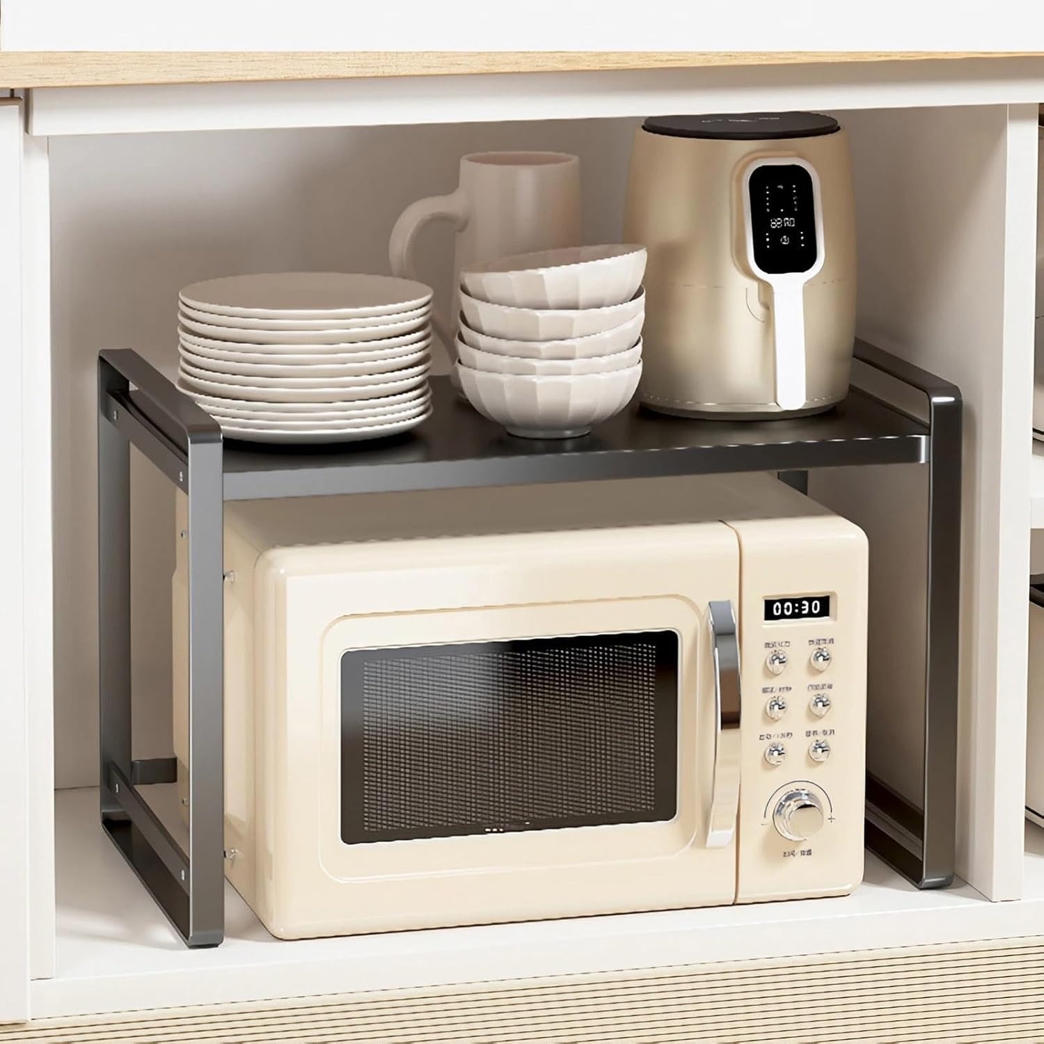 2-Tier Kitchen Organizer Microwave Oven Rack Counter Shelf Storage Metal Stand Toaster