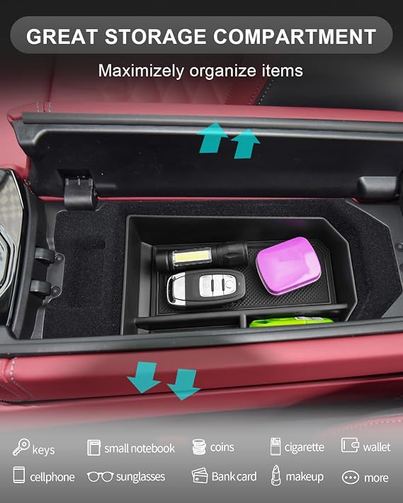 CDEFG Compatible with BMW 5 Series G60 i5 2023 2024 2025 Centre Console Organiser Armrest Storage Box Car Centre Console Tray 5 Series G60 i5 2024 Accessories