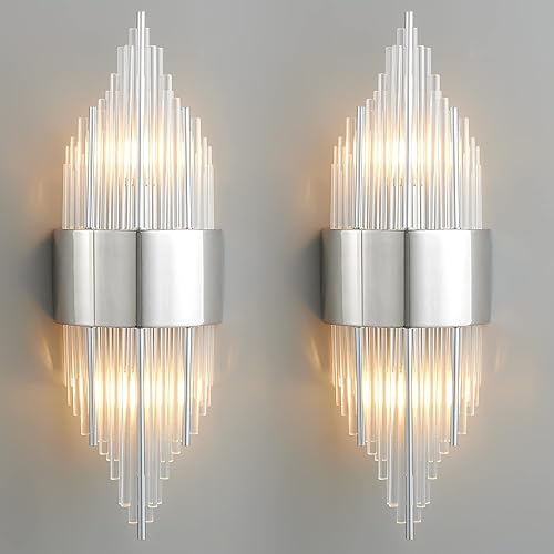 Lámparas cromadas para tocador de baño, aplique de pasillo con pantalla de cristal, lámparas de baño sobre espejo, luces de pared interiores para