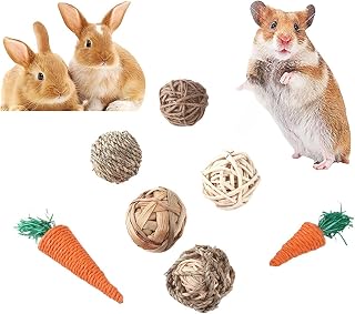 【Hangkaibh】 ハムスター 7点セット うさぎ おもちゃ ハムスター おもちゃ 小動物 歯ぎしりおもちゃ 天然植物 手織り ハムスター用品