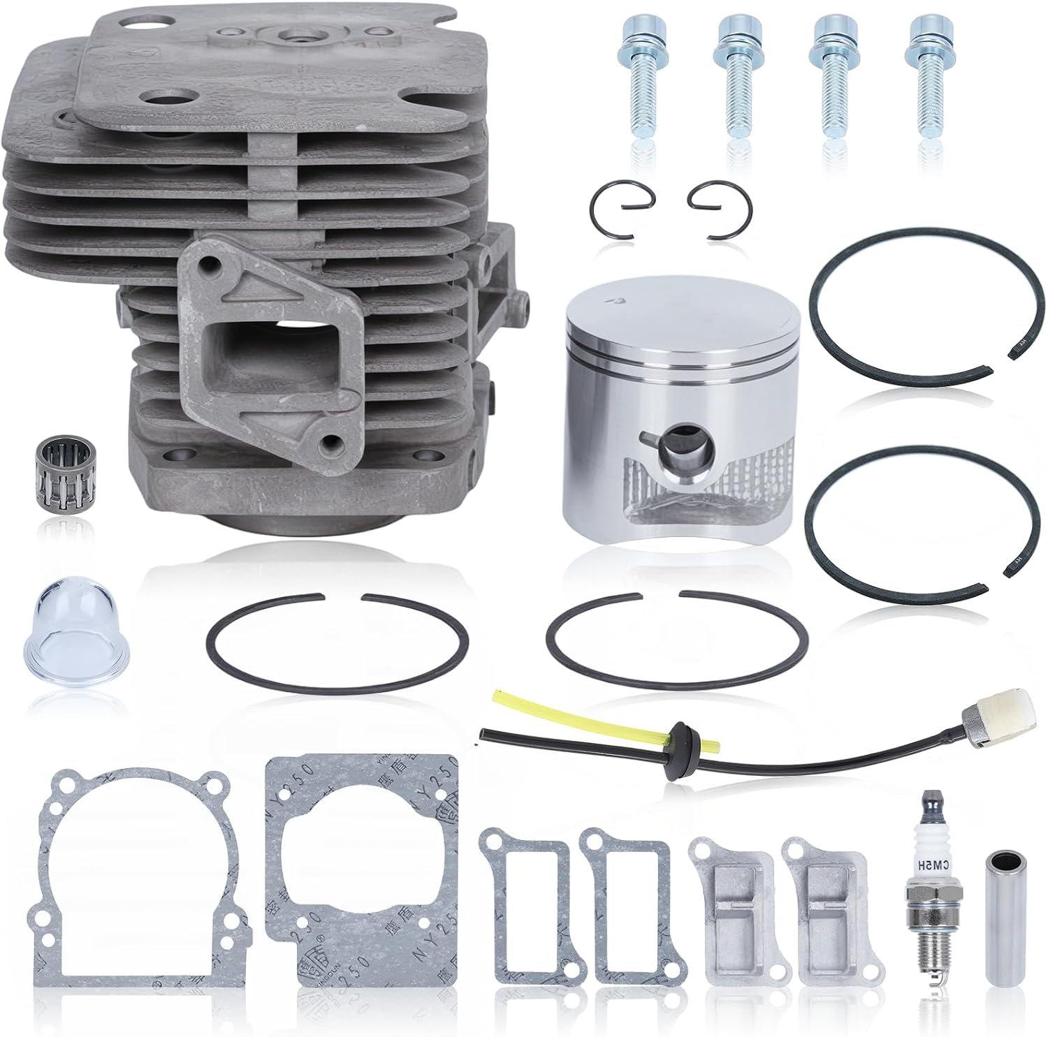 EBZ8550 Cylinder Piston Top End Kit for Redmax EBZ7500 EBZ8500 EBZ6500 Husqvarna 580BTS 580BFS 578BTF 570BTS 570BFS 560BTS 560BFS Backpack Leaf Blower Parts Cylinder Head Assembly Gaskets Kit