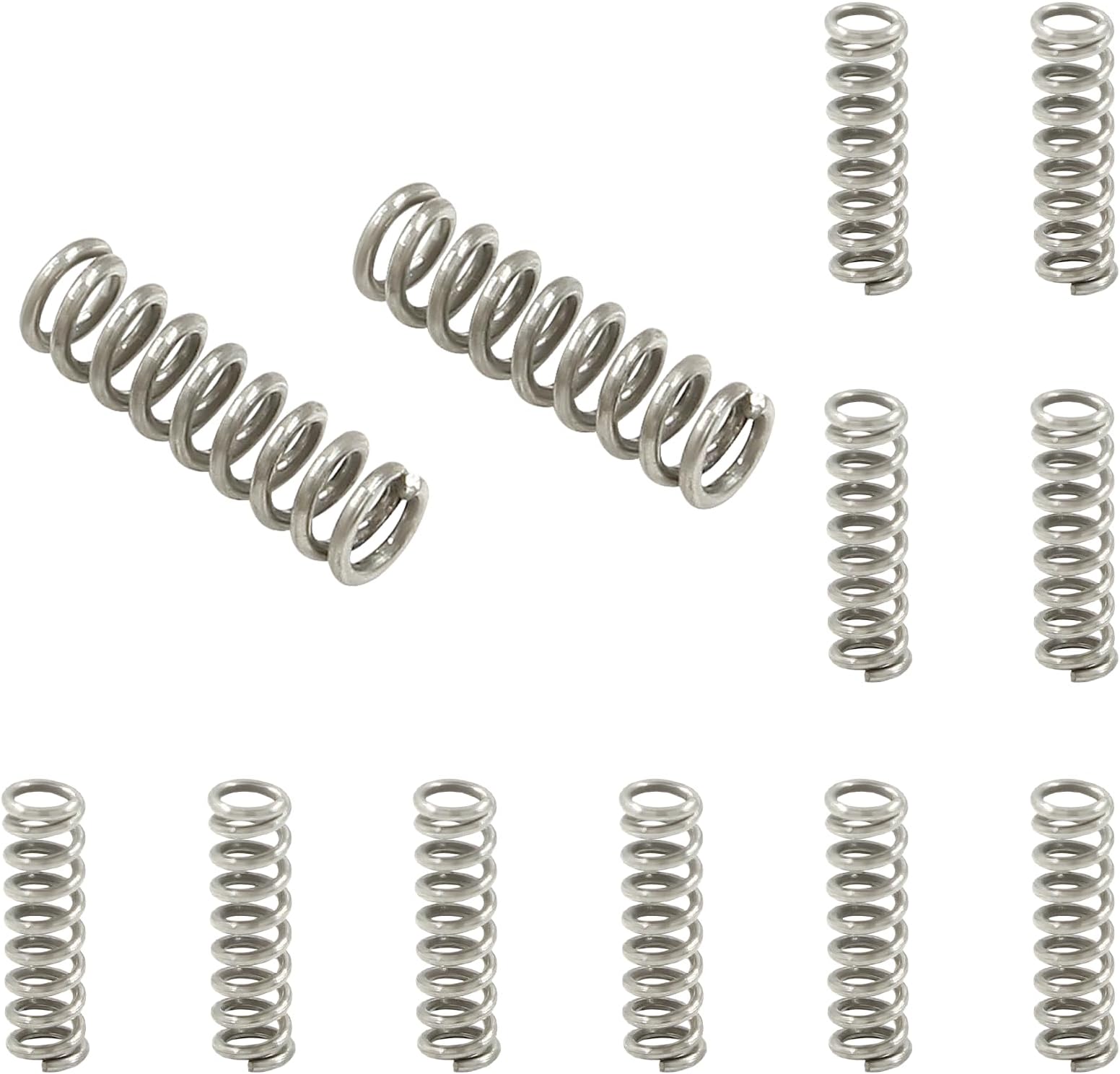 Litoexpe Compression Spring, 3mm OD,0.5mm Wire Size, 10mm Free Length, Stainless Steel Mini Compressed Spring, Silver
