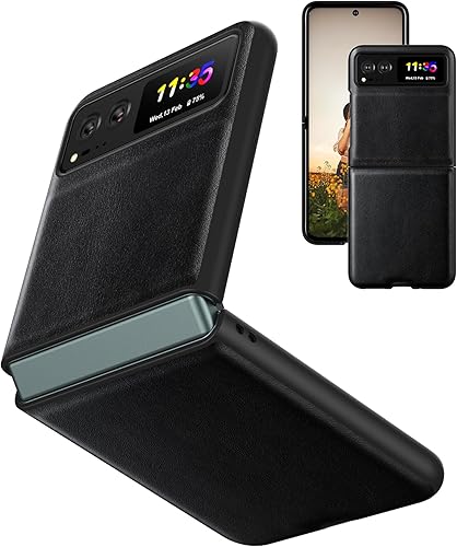 Eastcoo Funda delgada para Motorola Razr 2023, [piel + parte trasera de policarbonato duro] [soporte de carga inalámbrica] Funda protectora