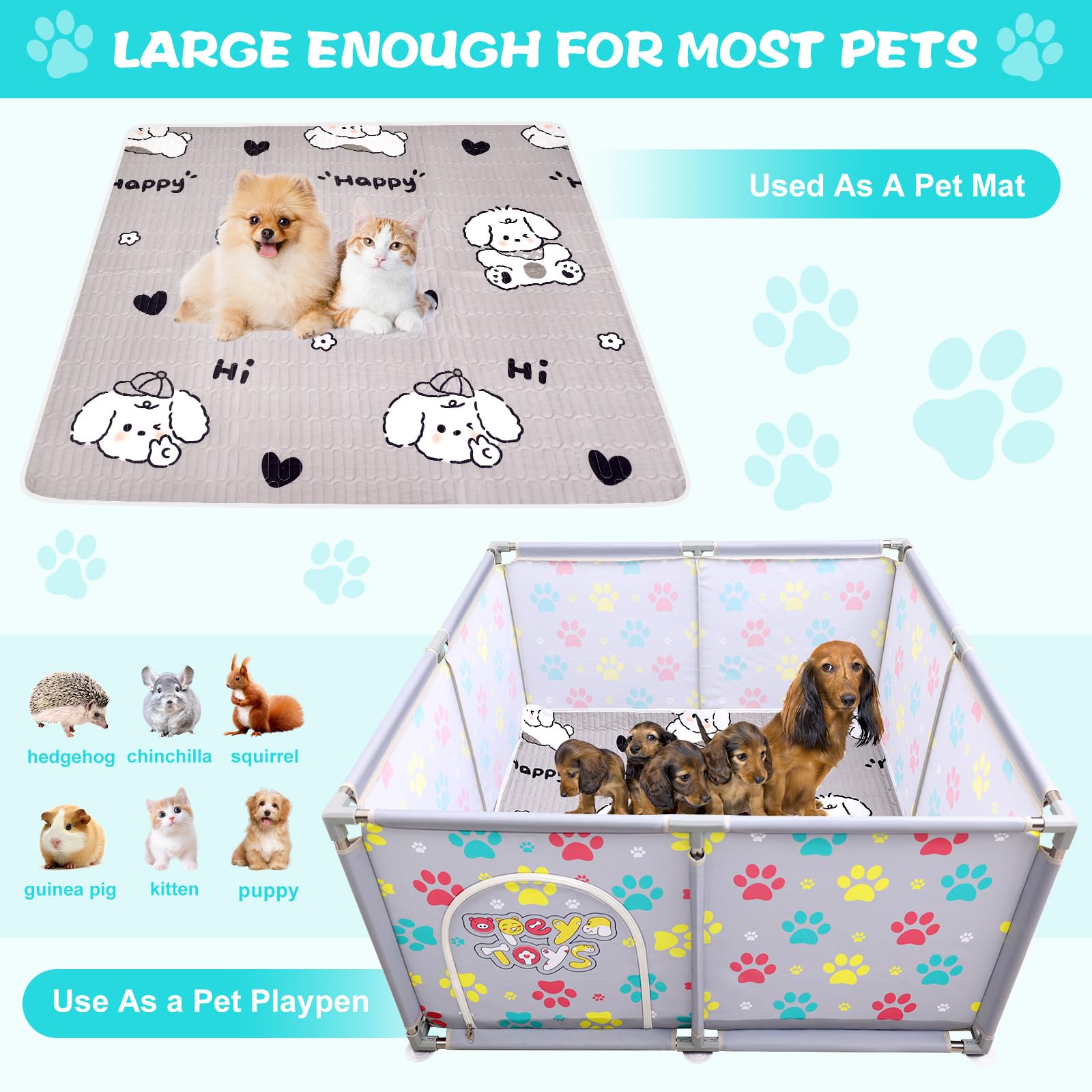 Caja de parto para perros, corral extra alto de 24.8 pulgadas con almohadilla de parto, suministros de parto para perros cachorros, caja de parto para perros grandes y pequeños (47 pulgadas de