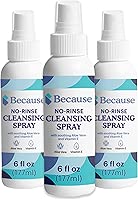 Because No Rinse Incontinence Cleansing Spray - pH Balanced, Hydrating Formula with Aloe and Vitamin E - 6 fl oz, 3-Pack