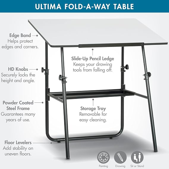 Studio Designs 19652 Ultima Fold A Way Table, Black