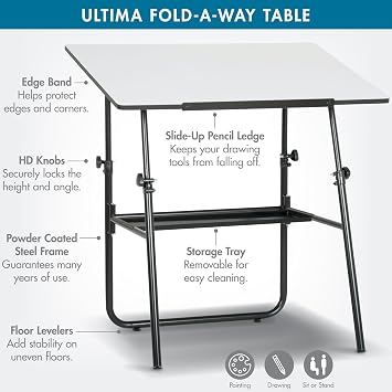 Studio Designs 19652 Ultima Fold A Way Table, Black
