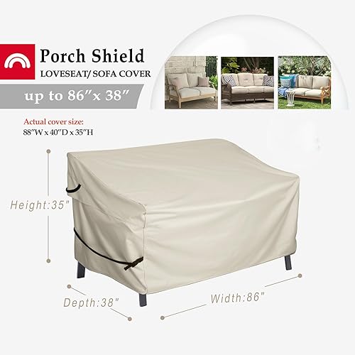 Miniatura 2 de Porch Shield Funda para sofá de 3 plazas para patio, funda impermeable para sofá de asiento profundo, 86 pulgadas de ancho x 38 pulgadas de