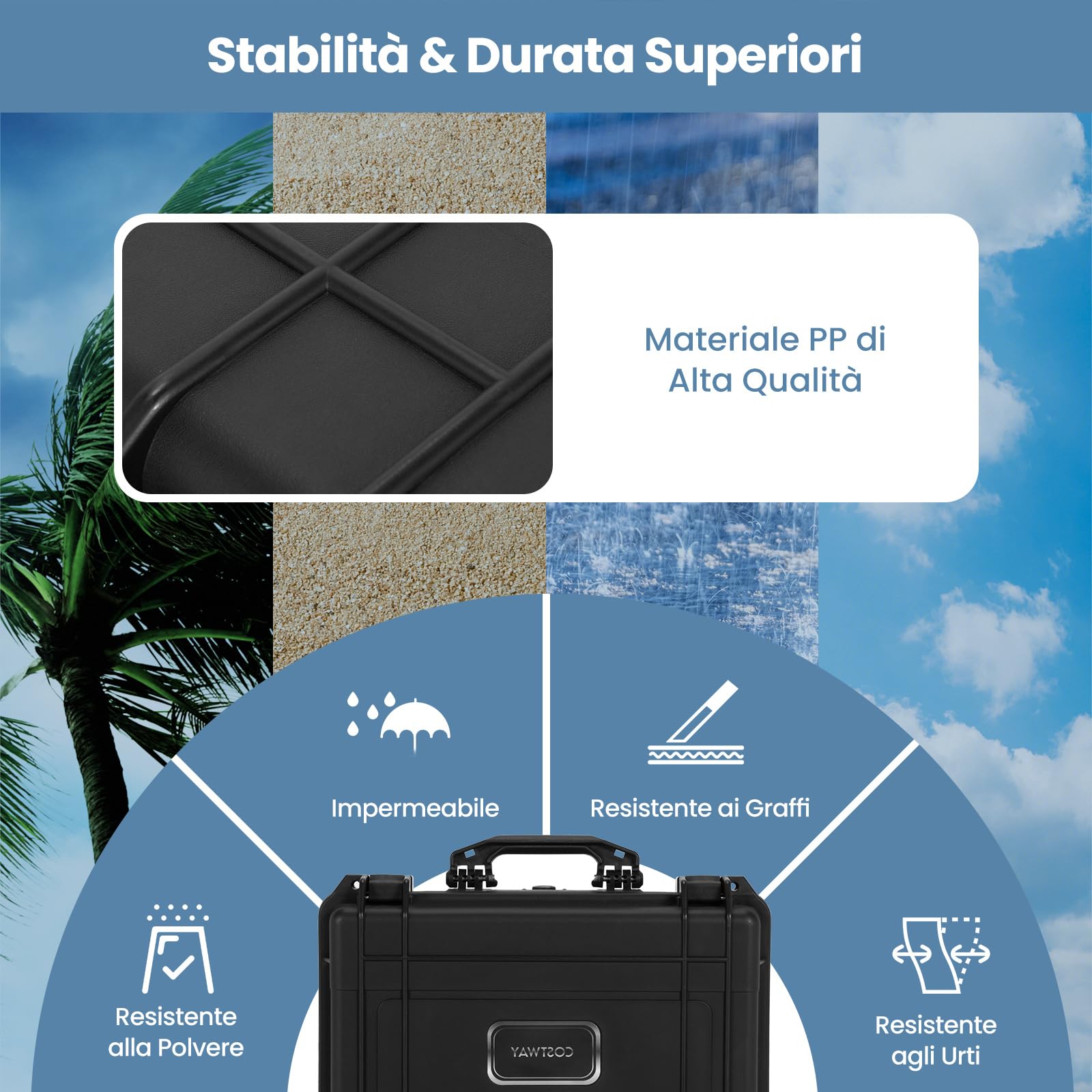 GYMAX Valigia Impermeabile Rigida, con Spugna Protettiva, Adatto per Macchina Fotografica, Videocamera, Ideale per Trasporto e Viaggio, Nero (47 x 37 x 18 cm)