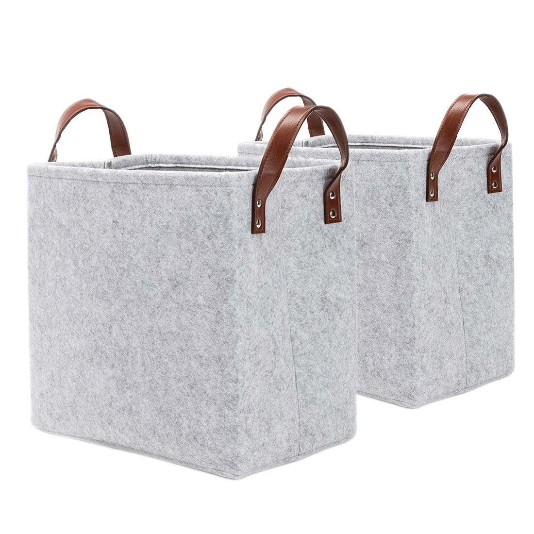 PANPAN-Shine 2 pack light gray felt storage basket for storaging and sorting of clothes, toys and office files