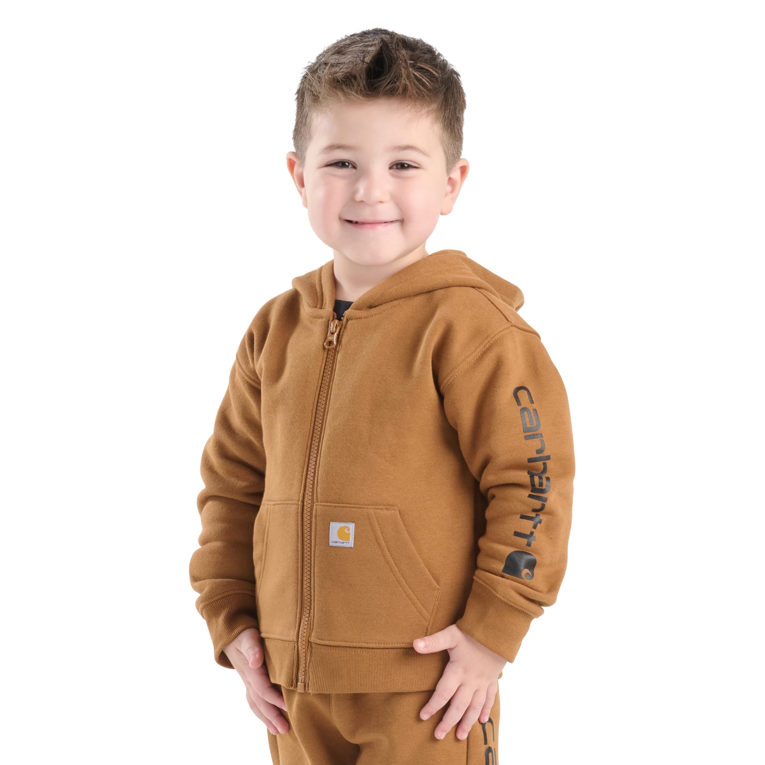 Carhartt Kid's CP8565 Long-Sleeve Full-Zip Logo Sweatshirt