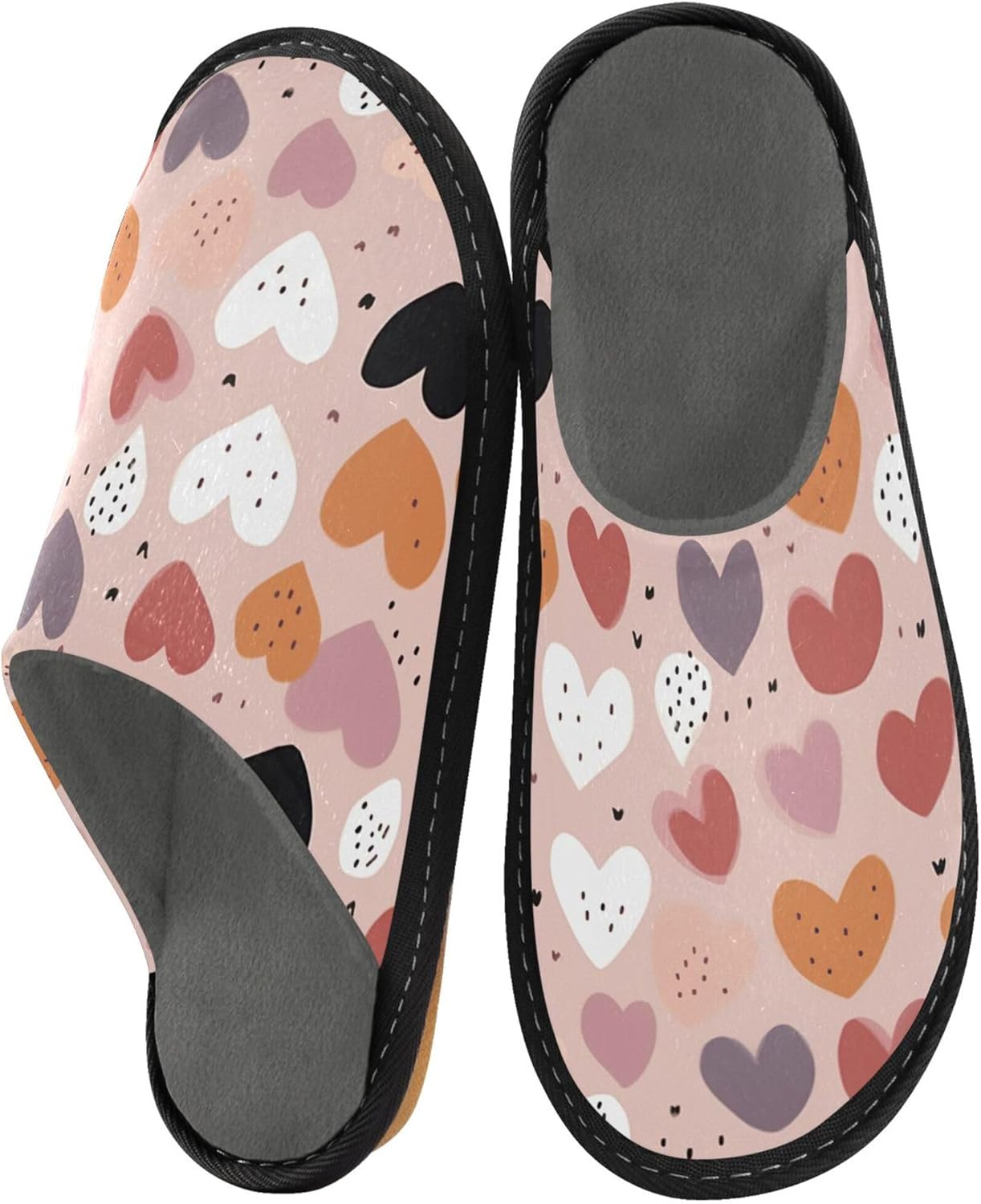 Valentine's Heart House Slippers – Cozy Fuzzy Slippers for Guests, Washable & Disposable, Perfect for Shoeless Home, Spa & Hotel Use A110594