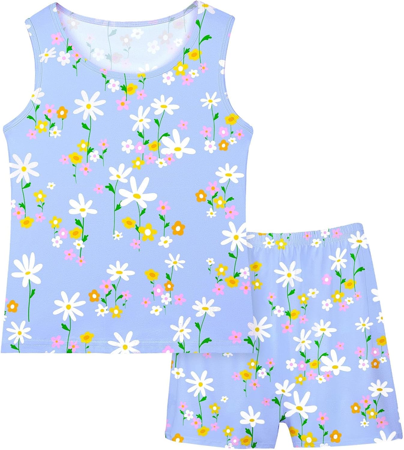 MHJY Toddler Girls Pajamas Sleeveless Pajamas for Kids Soft Tank Top & Shorts Girls Pajama Set